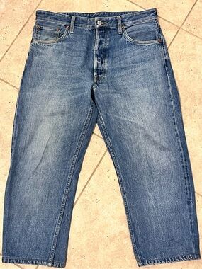 Buck Mason Men’s Japanese Selvedge FADED High Rise Denim Jeans 35X25 $278 13oz